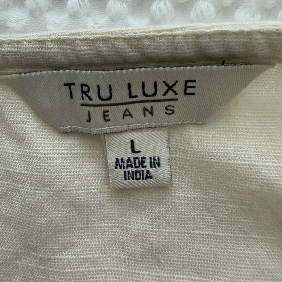 Tru Luxe‎ Jeans Embroidered Short Sleeve Blouse Womens Size Large Colorful Boho - Picture 7 of 9